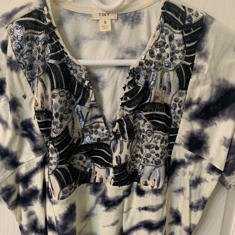 Tiny for Anthropologie tie-dye beaded top